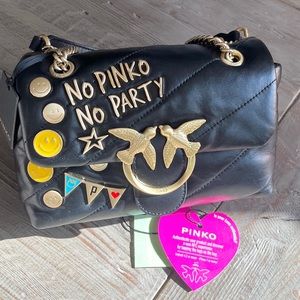 PINKO love mini puff Special Edition NO PINKO NO PARTY charm bag